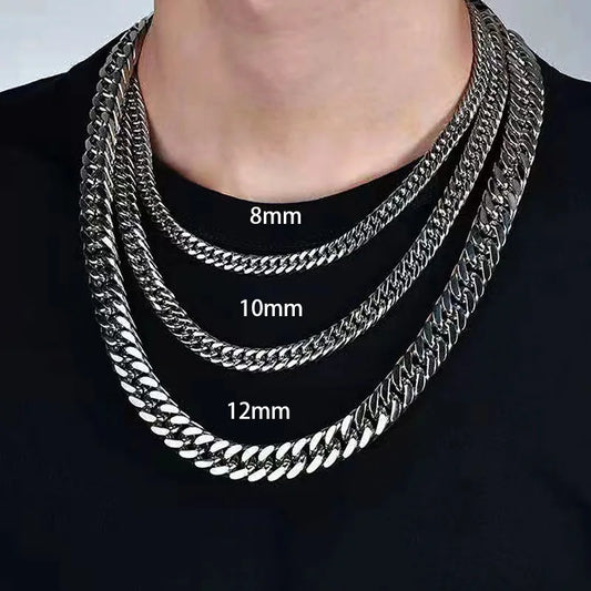 Thick Stainless Steel Cuban Chain Necklace