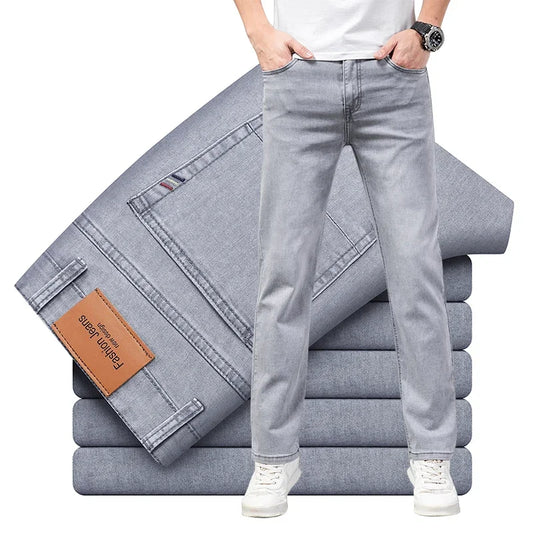 Men's Thin Elastic Straight Cotton Jeans