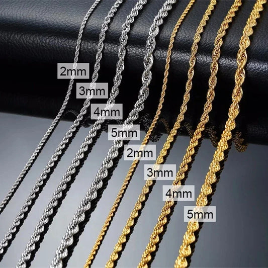 Stainless Steel Twist Rope Chain Necklace